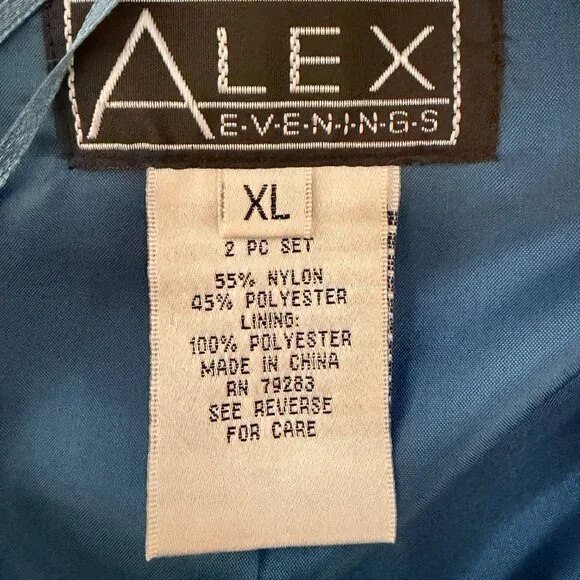 ALEX EVENINGS TWINSET BLUE JACKET & SHELL SET SIZE XL ONE BUTTON - Picture 9 of 10